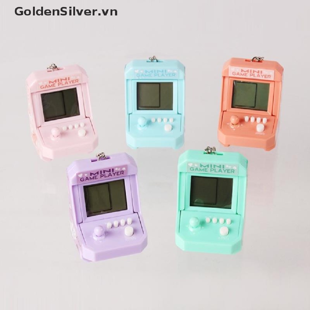 Máy Chơi Game Cầm Tay Mini Màu Vàng Bạc Kèm Móc Khóa Cho Bé