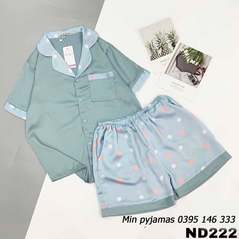 Đồ Ngủ Pijama Quần cộc tay ngắn , Siêu Xinh, LỤA SATIN MỀM MÁT - Đồ bộ mặc nhà siêu mát