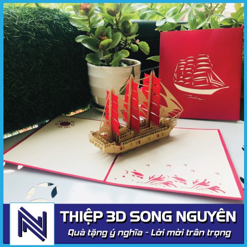 Thiệp 3D Thuyền Buồm Song Nguyên - Biểu tượng của thành công, tài lộc, Thuận buồm xuôi gió