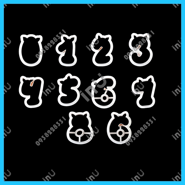 HCM - Bộ 10 khuôn cutter chữ số hoạt hình thú cắt bánh quy, nhấn fondant trang trí bánh