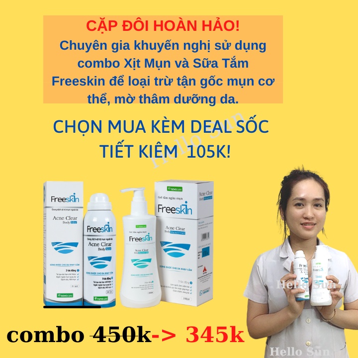 Sữa Tắm Giảm Mụn Thâm Mụn Lưng Freeskin 250ml Ngừa Mụn Lưng Mông Body Mờ Thâm Dưỡng Trắng Da- Shop Hello Sun | BigBuy360 - bigbuy360.vn