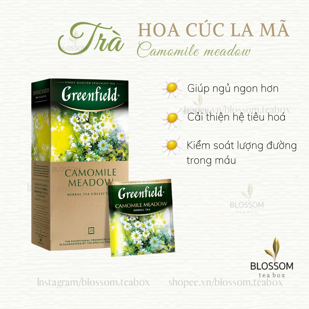 Trà hoa quả Greenfield 25 gói: Blueberry night, Currant Mint, Summer Bouquet, Mellow Peach...