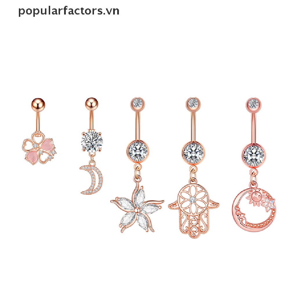 Khuyên rốn đính đá bằng thép không gỉ thời trang