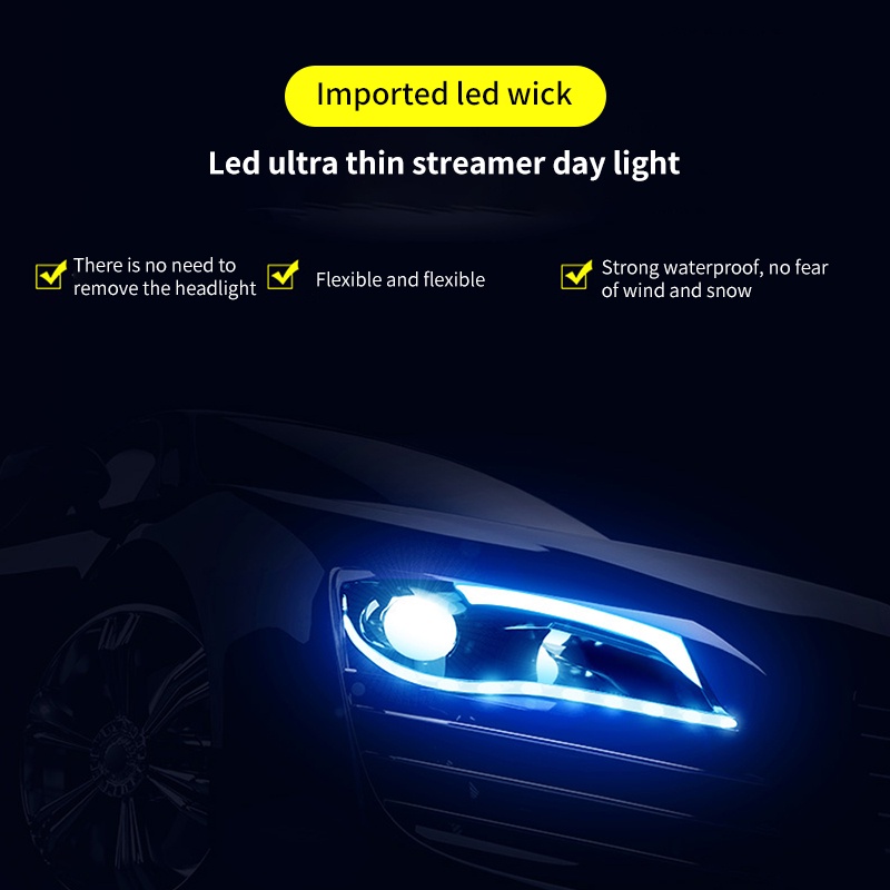Set 2 Dải Đèn Pha Led DRL 60CM Linh Hoạt Nhiều Màu Sắc Dành Cho Xe Hơi / Xe Máy