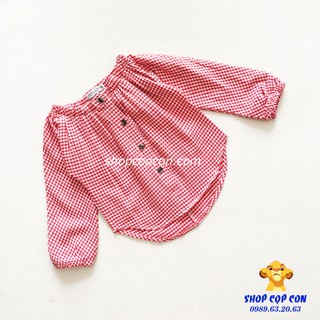 Áo bẹt vai caro đỏ (10-36kg)