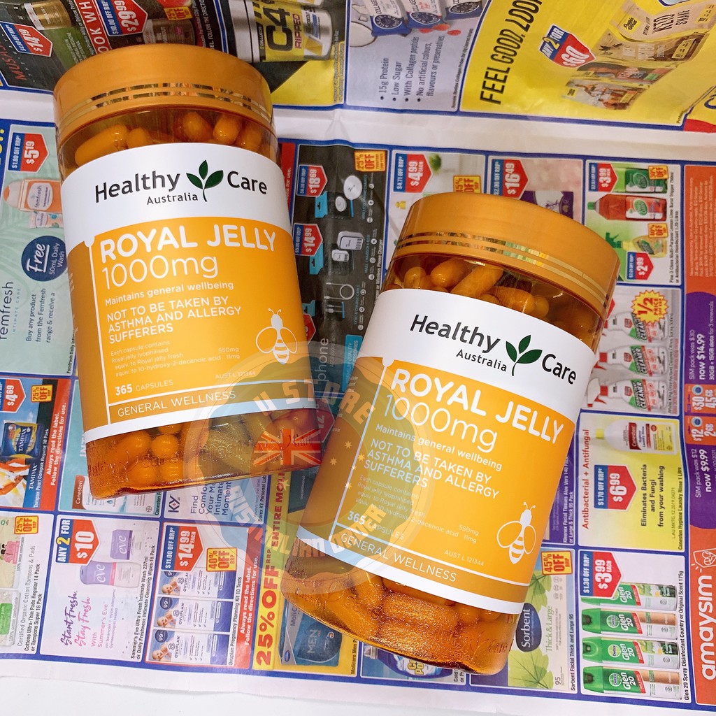 Sữa ong chúa Healthy Care của Úc 1000mg 365v