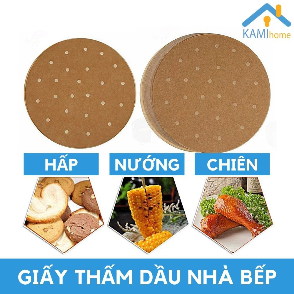 Giấy nến thấm dầu ăn cho món Nướng Chiên Hấp (Bộ 100 tờ) mã 20056 Kami