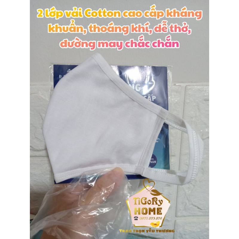 Khẩu trang vải Cotton cao cấp thương hiệu Relax 2 lớp kháng khuẩn, khử mùi