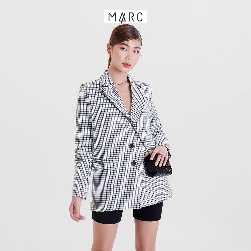 Áo khoác blazer nữ MARC FASHION oversized họa tiết ca rô FAPH1130 | BigBuy360 - bigbuy360.vn