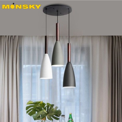 Đèn thả MONSKY SECHE trang trí phòng bếp, bàn ăn - 3 bóng chao nhôm KITCHENLAMP SEASON HOT