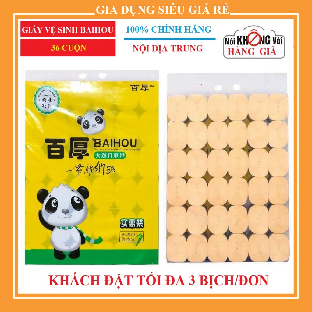 BỊCH 36 CUỘN GIẤY VỆ SINH GẤU TRÚC BAIHOU CHUẨN NỘI ĐỊA TRUNG (SIÊU GIÁ RẺ)