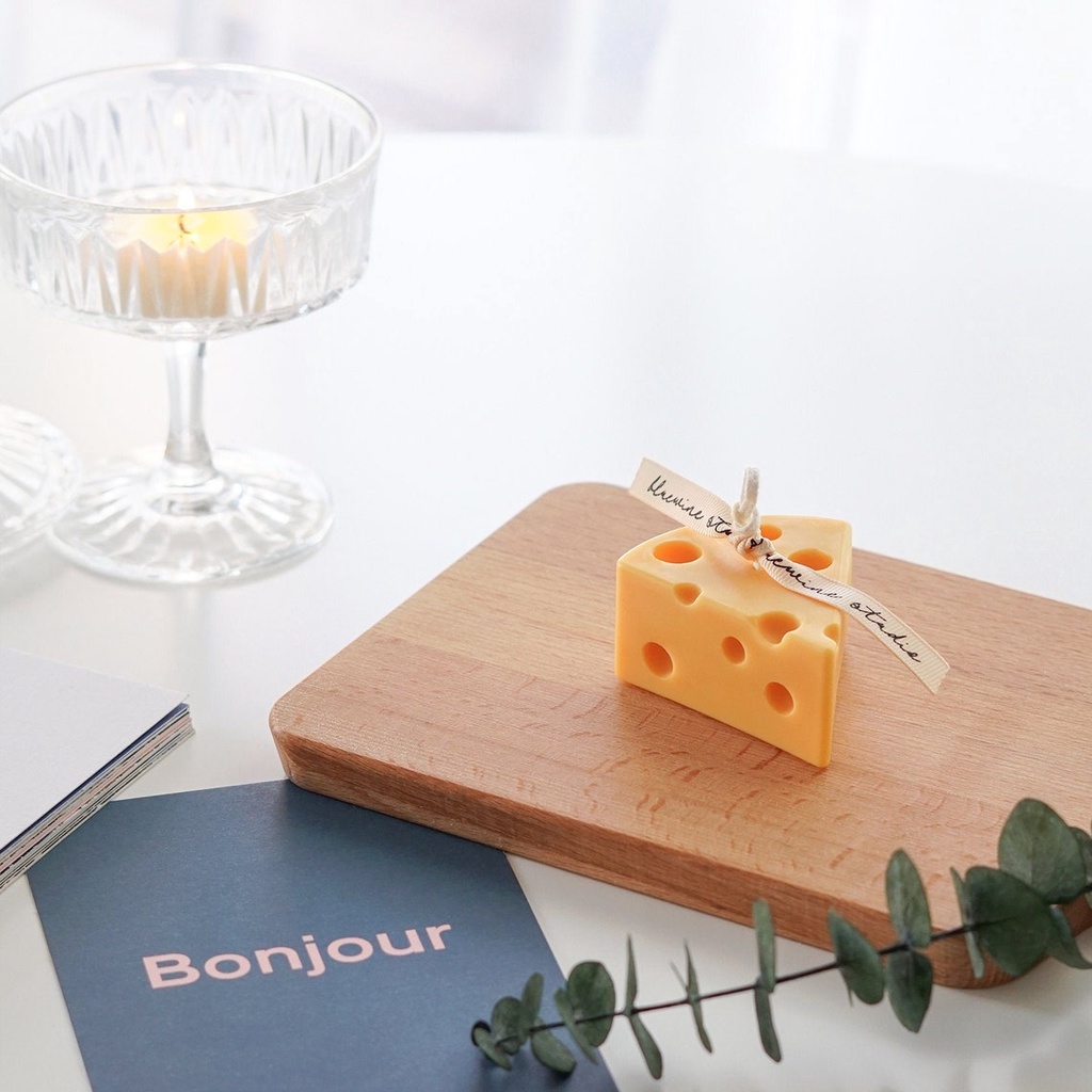 Nến Thơm Handmade Sáp Đậu Nành Hình Phô Mai Nhỏ Xinh Hương Tinh Dầu Cao Cấp Cheese Size 6x3.2cm | Oube Candle NT16