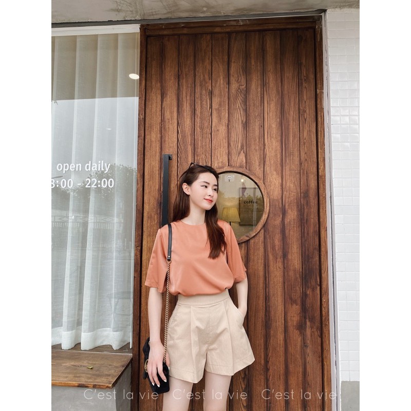Quần sooc tafta gấm cao cấp 3 màu đen, be, trắng