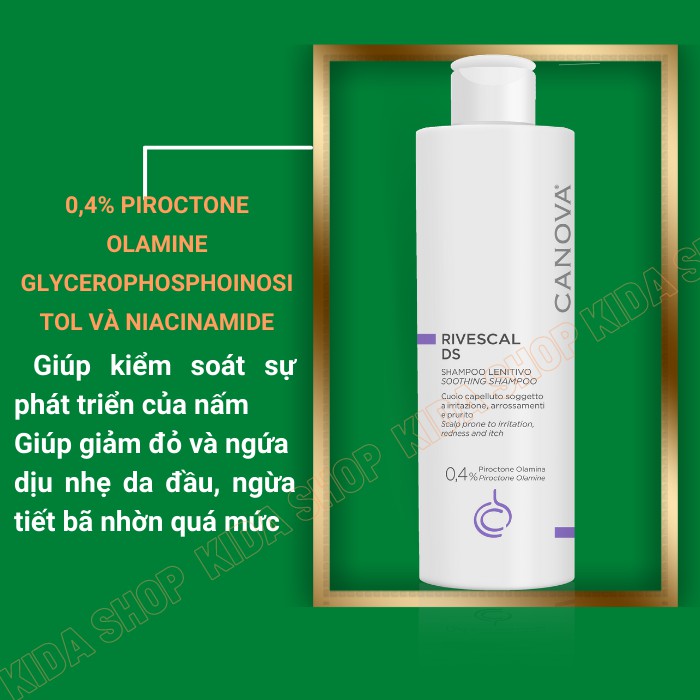 Dầu gội sạch Gàu Nấm bong tróc kích ứng CANOVA 200ml làm dịu nhẹ da đầu - Nhập ITALY