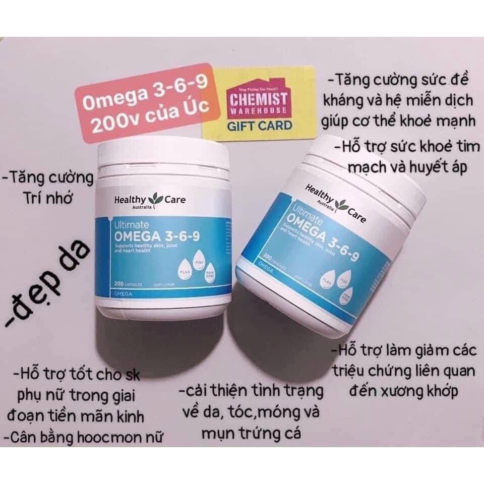 Omega 369 Healthy Care Úc 200v, cung cấp OMEGA EPA DHA