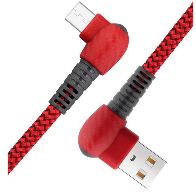 Nylon Braided Ultra Durable 90 Degree Android Charging Cable Right Angle Micro USB Charger Cable