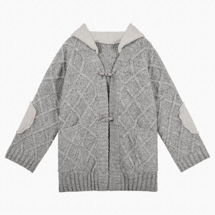 ÁO CARDIGAN LEN CÓ MŨ TRƠN XÁM PHONG CÁCH HÀN QUỐC