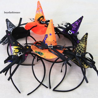 Cài tóc phối ren thắt nơ hình mũ phù thủy đáng yêu cho đêm halloween