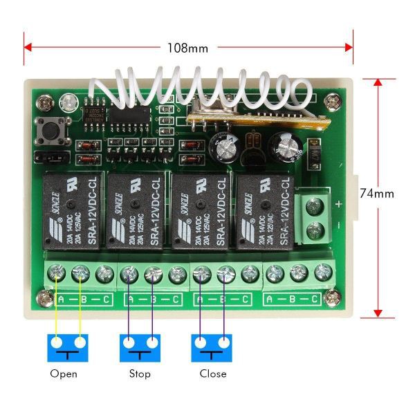 CHANNEL Bộ Công Tắc Điều Khiển Từ Xa Không Dây 12v 4ch Kênh 433mhz Kèm 2 Phụ Kiện