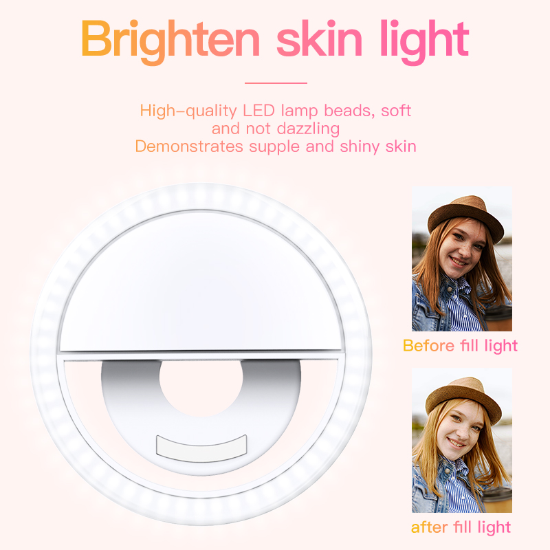 Đèn LED KUULAA Sạc USB Dùng Để Chụp Ảnh Selfie Dành Cho Điện Thoại IPhone Xiaomi