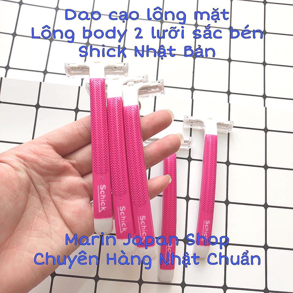 Set 5 Dao cạo lông body, lông mặt, má, ria mep, lông chân tay, lông nách 2 lưỡi dao kép Chick chính Nhật Bản