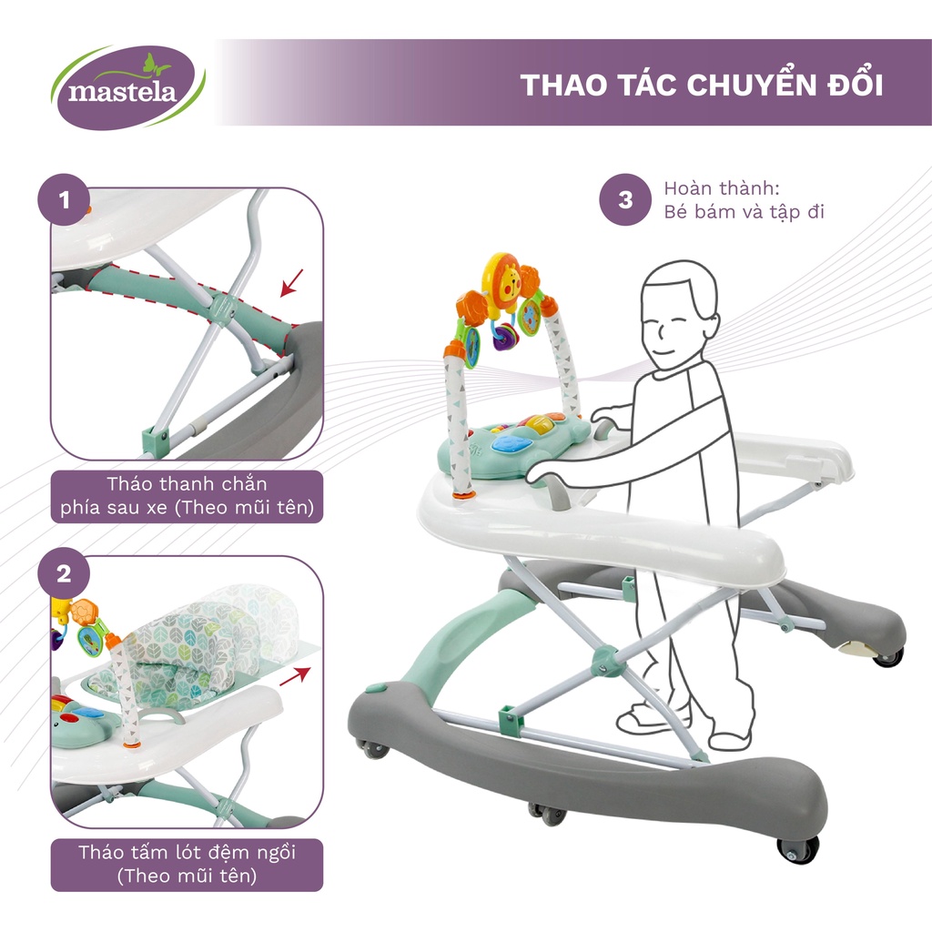 Xe tập đi đa năng 3 giai đoạn kiêm bập bênh cho bé- Mastela W2237DU6