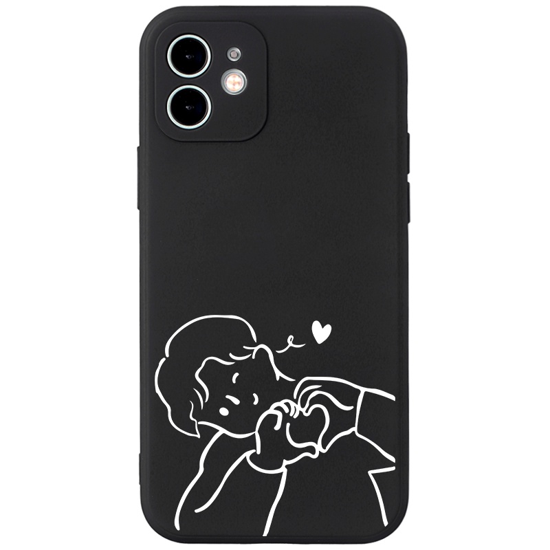 Ốp lưng JURSUE hoạt hình cặp đôi dễ thương đẹp cho iPhone 13 12 11 Pro Max SE 2020 X XR XS ip 8 7 6 6S Plus kute Y225