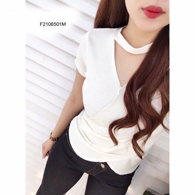 Áo Croptop Vạt Chéo Vòng Cổ - Kèm Ảnh Thật - AN11