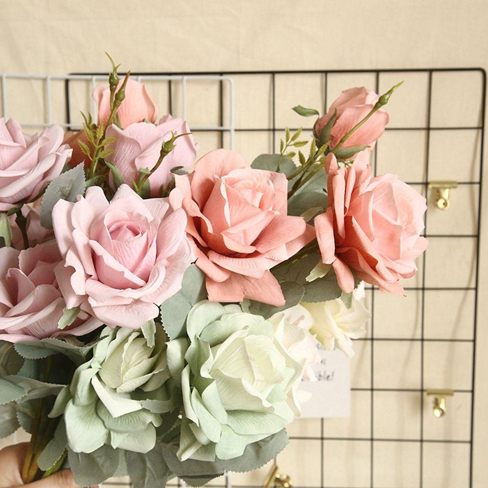 Bó Hoa Hồng Giả 3 Bông Bằng Vải Dùng Trang Trí Tiệc Cưới
