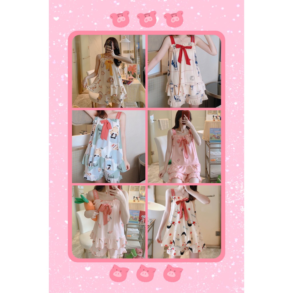 Đồ Bộ Nữ Đẹp Bộ Ngủ Áo 2 Dây Dễ Thương Hàng QCCC VD211 | BigBuy360 - bigbuy360.vn