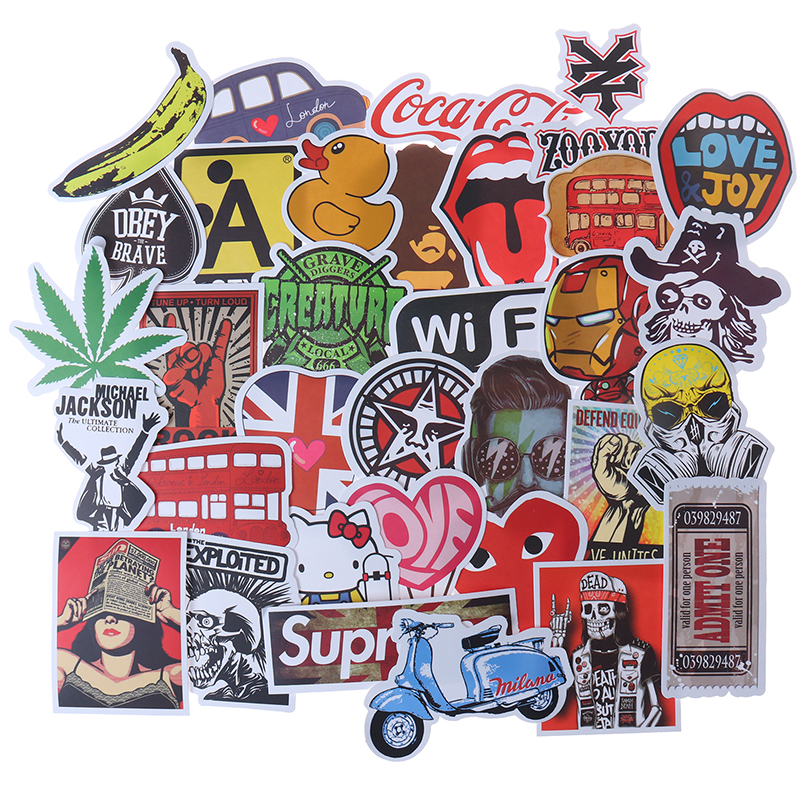 Set 100 sticker họa tiết graffiti để trang trí ván trượt/laptop/vali/đàn ghi ta/xe hơi