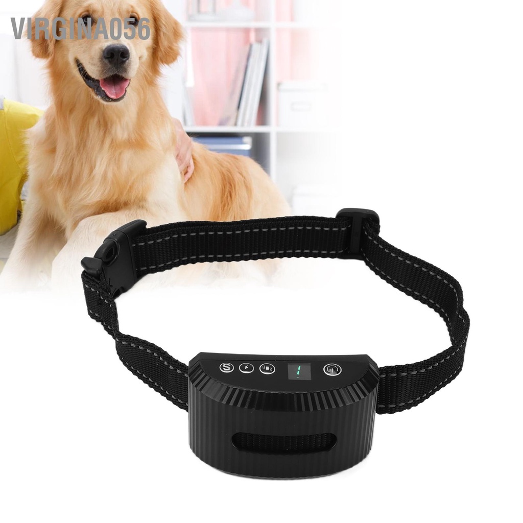 Virgina056 Vòng cổ huấn luyện chó cưng Thiết bị kiểm soát vỏ cây thông minh rung chống sủa cho