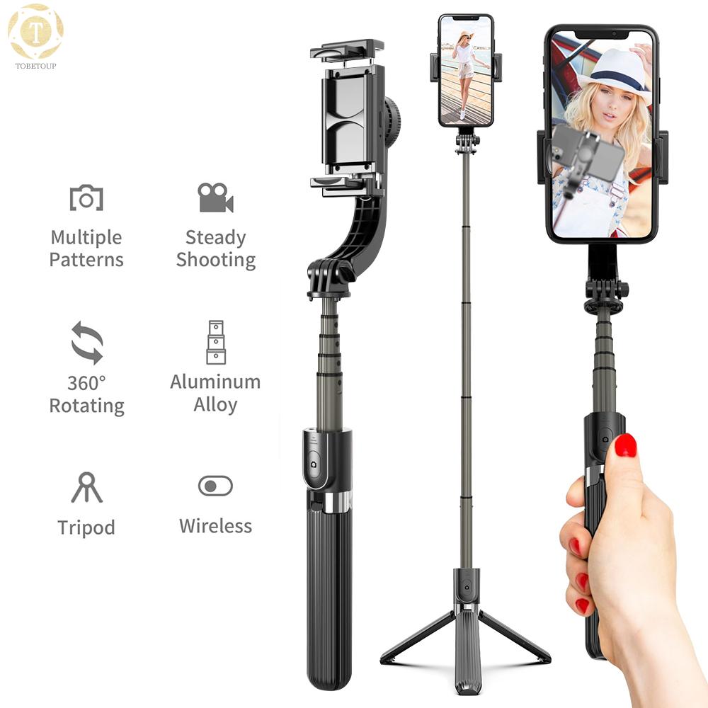 Shipped within 12 hours】 3 in 1 Phone Gimbal Stabilizer Selfie Stick Tripod 86cm 5-Section with Remote Shutter Phone Clamp Smart Rotatable Compatible with iPhone Samsung HUAWEI Smartphones Gimbal Stabilizer [TO]