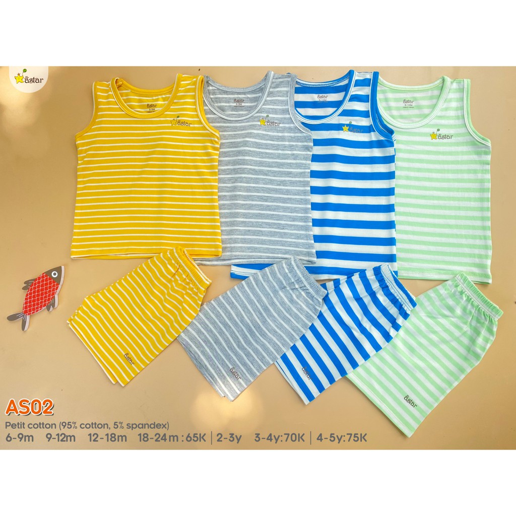 Bộ ba lỗ astar cao cấp GIÁ RẺ size 6 tháng đến 5 tuổi