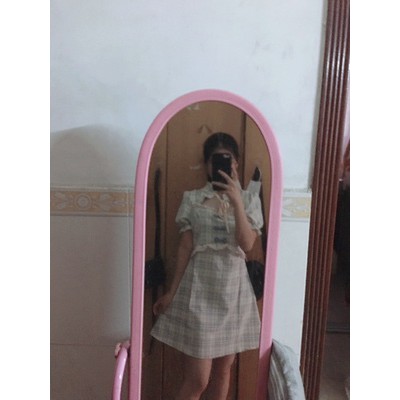 [VD083] Đầm caro sườn xám cách điệu (có ảnh thật)