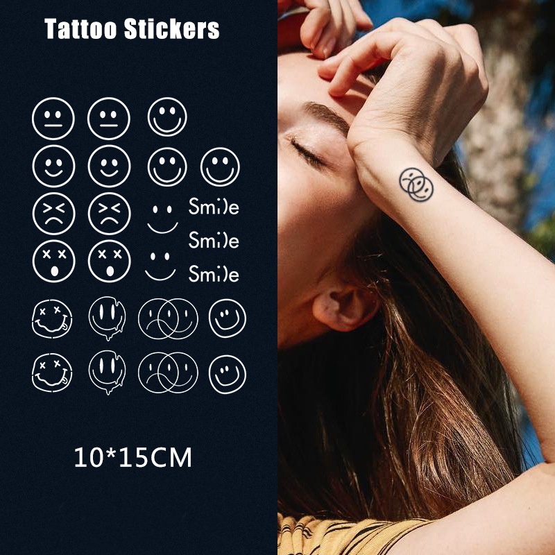 Hình Xăm Dán Tạm Thời Chống Nước Hình Mặt Cười