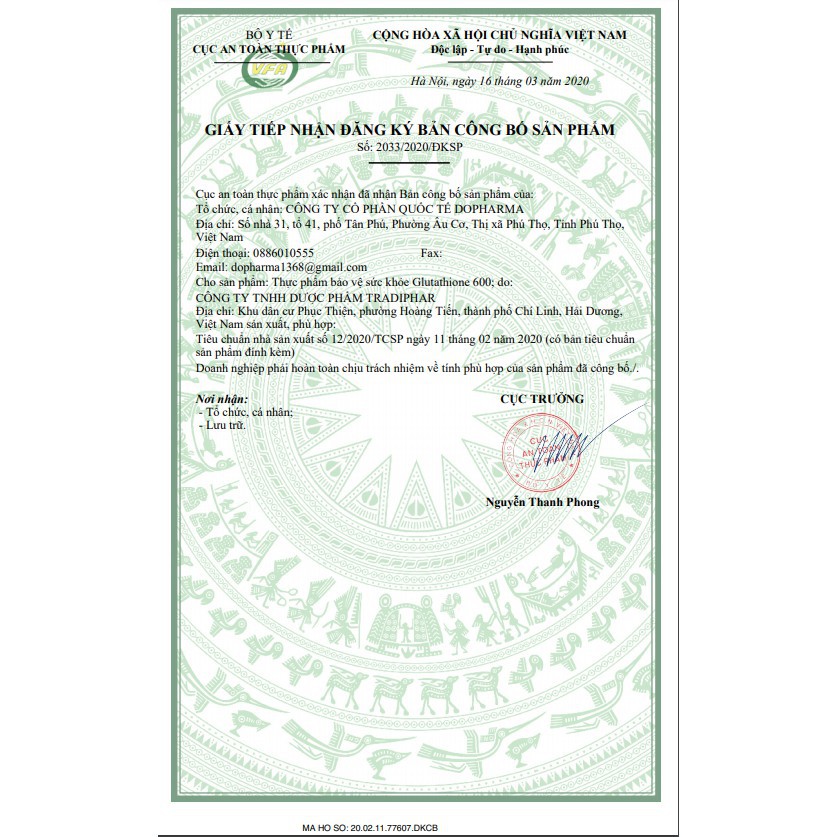 Glutathione 600 Viên Uống Dr.Lacir 30 capsules | Thế Giới Skin Care