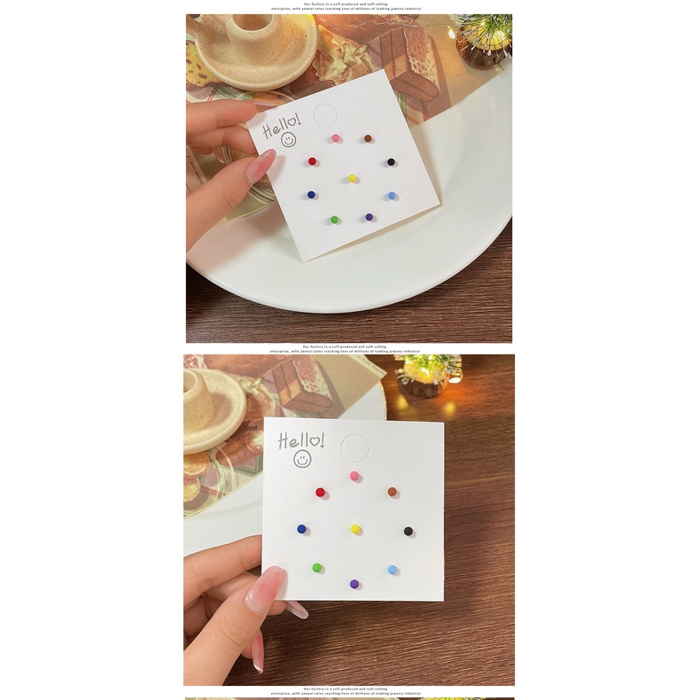 [Hàng Mới Về] Set Khuyên Tai Hạt Đậu Mini Nhiều Màu Sắc Ngọt Ngào Đơn Giản Cho Nữ