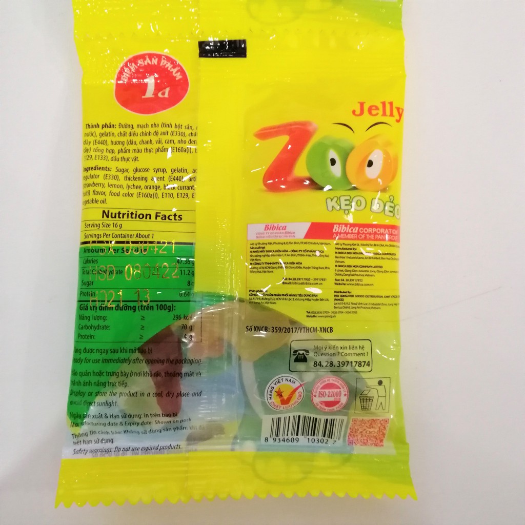 Kẹo Dẻo Zoo Jelly Hương Trái Cây (Lốc 10 gói x 16g)