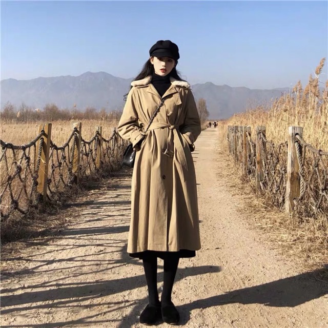 Áo khoác kaki cổ lông