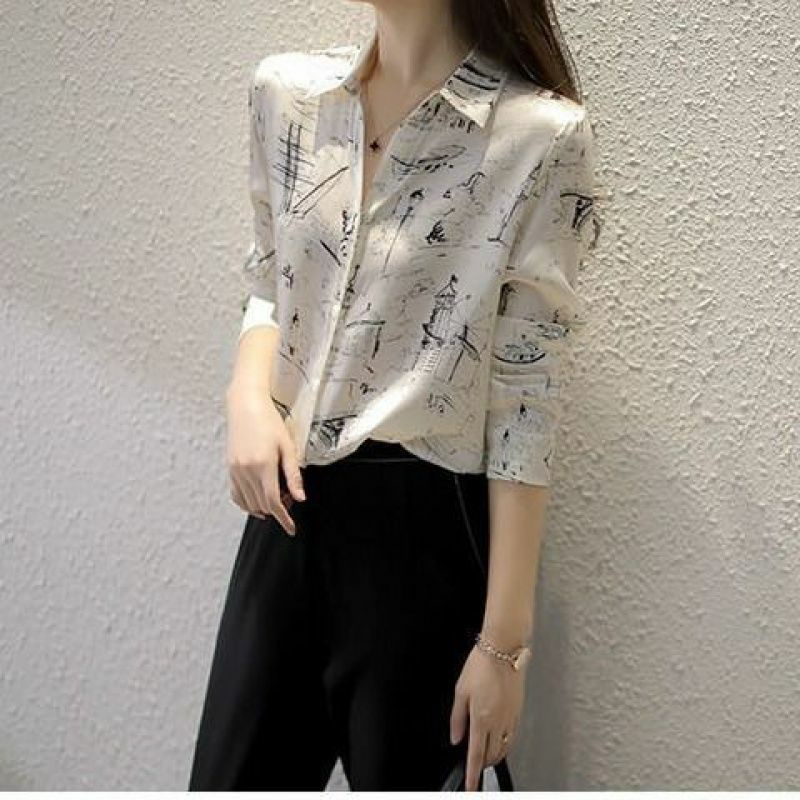 Áo Sơ Mi Nữ Tay Dài In Họa Tiết Đơn Giản Tinh Tế Ulzzang