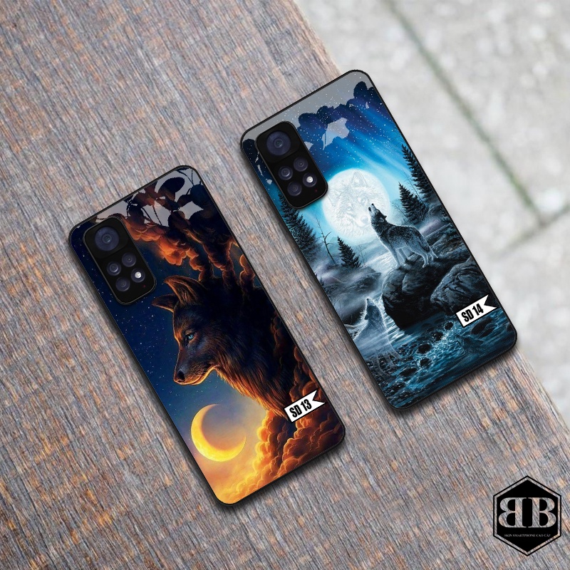 Ốp lưng kính cường lực Xiaomi Redmi Note 11 4G / Redmi Note 11S các mẫu sói đẹp ,ngầu