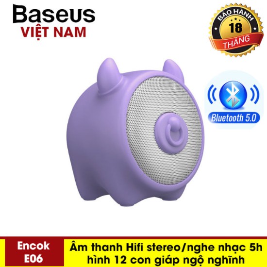 oa di động mini bluetooth 5.0 Baseus Chinese Zodiac Wireless Speaker E06 hình dáng động vật nhiều màu sắc BH 18 tháng