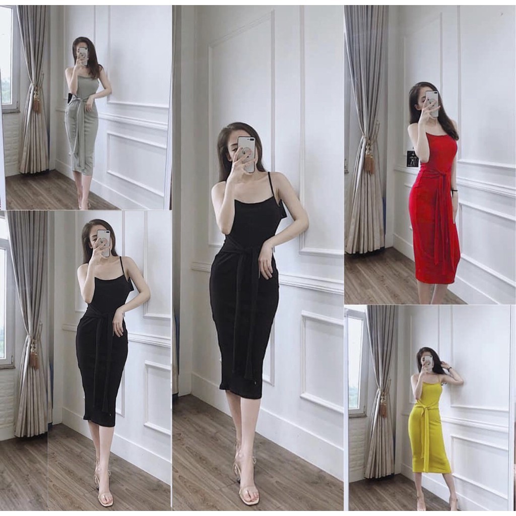 Đầm Body Hai Dây Thắt Eo