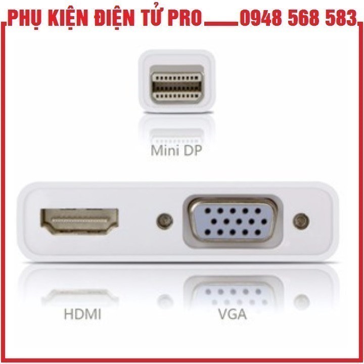 Dây Chuyển Đổi 2 In 1 Mini Displayport Sang Hdmi / Vga -Từ Macbook Ra Tv, Máy Chiếu