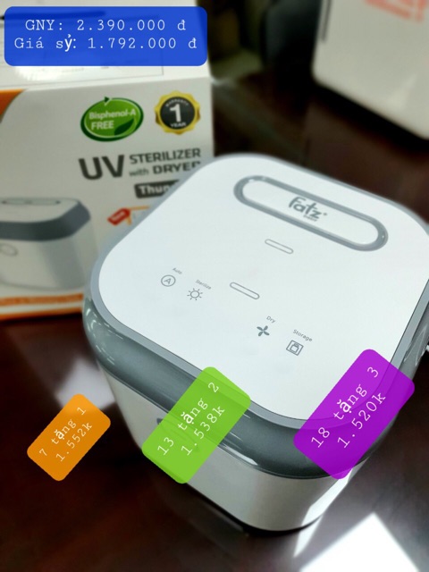 MÁY TIỆT TRÙNG SẤY KHÔ UV - THUNDER 3 CHÍNH HÃNG FATZ BABY - FB4713TN