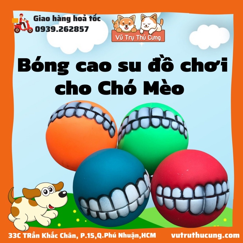 Bóng cao su đồ chơi cho Chó mèo, Banh đồ chơi cho thú cưng, Đồ chơi gặm cho chó mèo