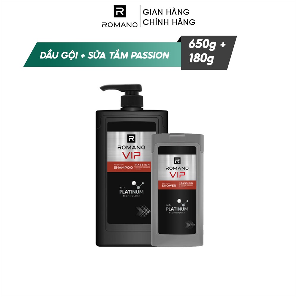 Dầu gội Romano Vip 650g + Sữa tắm Romano Vip 150g