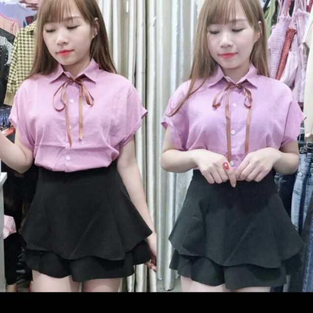 Sơ mi phối nơ siêu xinh