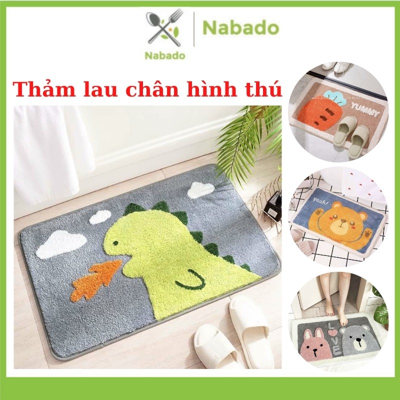 Thảm lau chân lông cừu hình thú 3d đẹp chống trượt 40x60 thảm chùi chân cao cấp nhiều màu